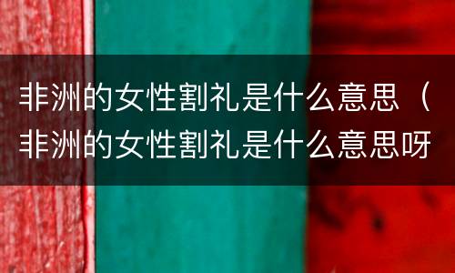 非洲的女性割礼是什么意思（非洲的女性割礼是什么意思呀）