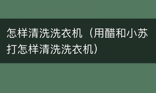 怎样清洗洗衣机（用醋和小苏打怎样清洗洗衣机）