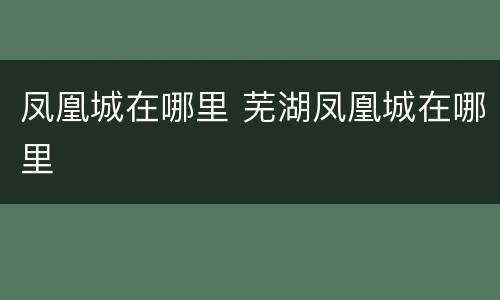 凤凰城在哪里 芜湖凤凰城在哪里