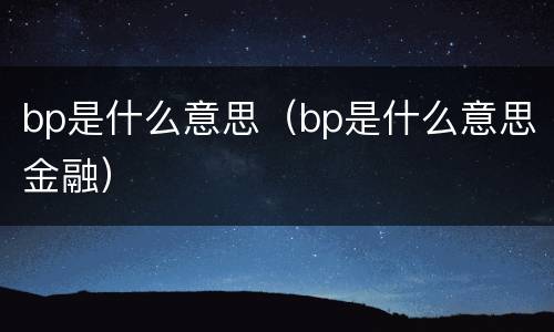 bp是什么意思（bp是什么意思金融）