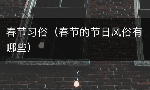 春节习俗（春节的节日风俗有哪些）