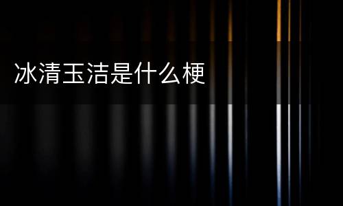 冰清玉洁是什么梗