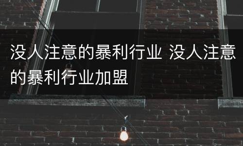 没人注意的暴利行业 没人注意的暴利行业加盟
