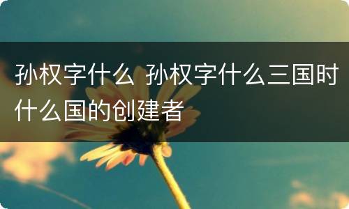 孙权字什么 孙权字什么三国时什么国的创建者