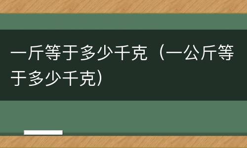 一斤等于多少千克（一公斤等于多少千克）