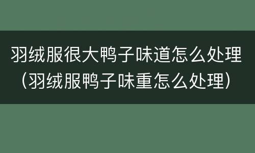 羽绒服很大鸭子味道怎么处理（羽绒服鸭子味重怎么处理）
