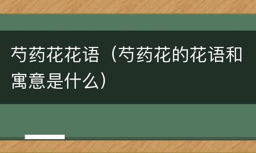 芍药花花语（芍药花的花语和寓意是什么）