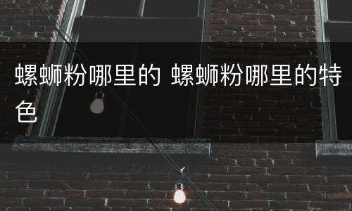螺蛳粉哪里的 螺蛳粉哪里的特色