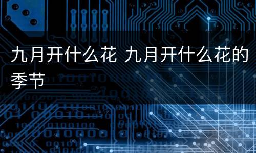 九月开什么花 九月开什么花的季节