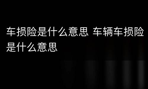 车损险是什么意思 车辆车损险是什么意思
