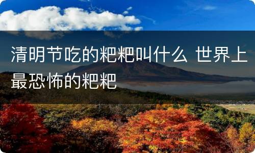 清明节吃的粑粑叫什么 世界上最恐怖的粑粑