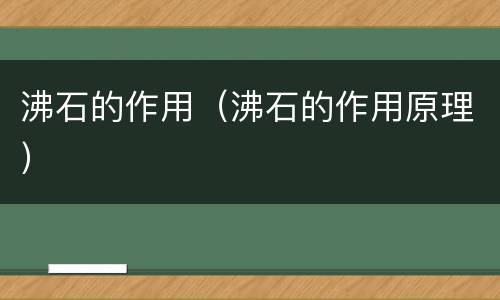 沸石的作用（沸石的作用原理）