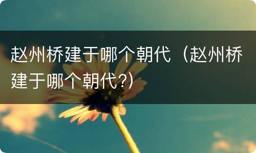 赵州桥建于哪个朝代（赵州桥建于哪个朝代?）