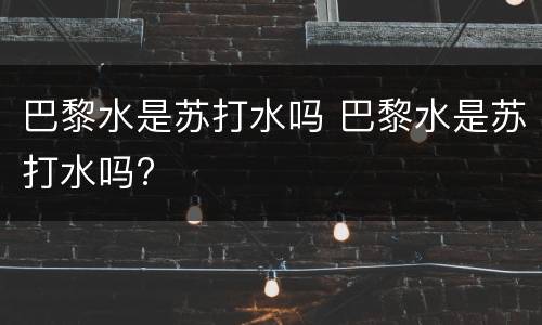 巴黎水是苏打水吗 巴黎水是苏打水吗?
