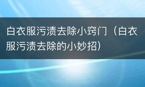 白衣服污渍去除小窍门（白衣服污渍去除的小妙招）