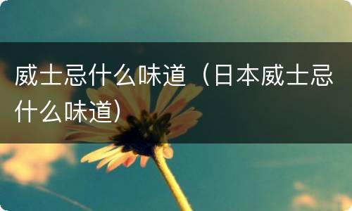 威士忌什么味道（日本威士忌什么味道）