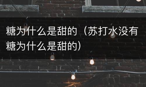 糖为什么是甜的（苏打水没有糖为什么是甜的）