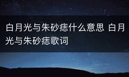 白月光与朱砂痣什么意思 白月光与朱砂痣歌词