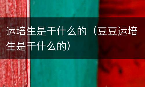 运培生是干什么的（豆豆运培生是干什么的）