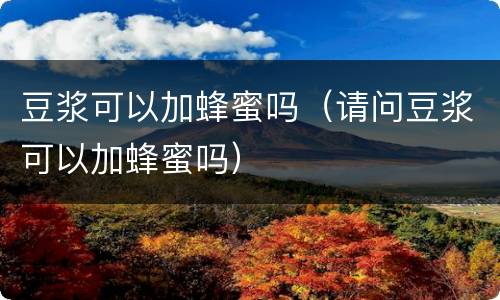 豆浆可以加蜂蜜吗（请问豆浆可以加蜂蜜吗）