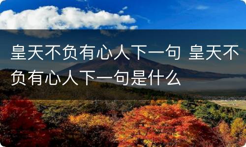 皇天不负有心人下一句 皇天不负有心人下一句是什么