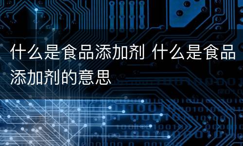 什么是食品添加剂 什么是食品添加剂的意思