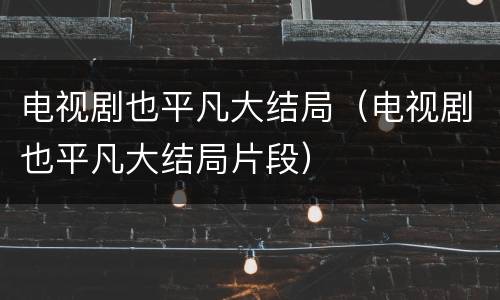 电视剧也平凡大结局（电视剧也平凡大结局片段）
