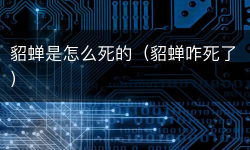 貂蝉是怎么死的（貂蝉咋死了）