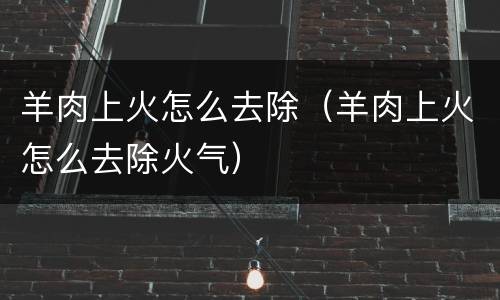 羊肉上火怎么去除（羊肉上火怎么去除火气）