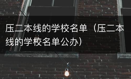 压二本线的学校名单（压二本线的学校名单公办）