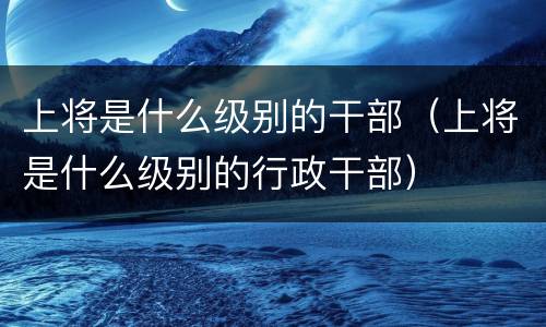 上将是什么级别的干部（上将是什么级别的行政干部）