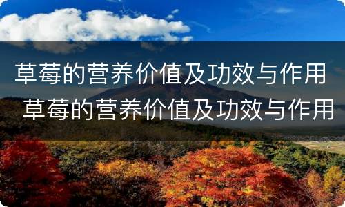 草莓的营养价值及功效与作用 草莓的营养价值及功效与作用作文