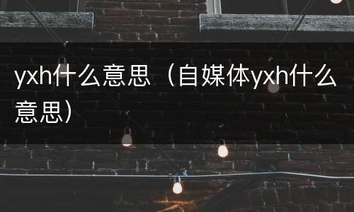 yxh什么意思（自媒体yxh什么意思）