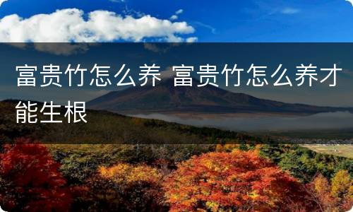 富贵竹怎么养 富贵竹怎么养才能生根
