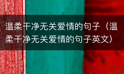 温柔干净无关爱情的句子（温柔干净无关爱情的句子英文）