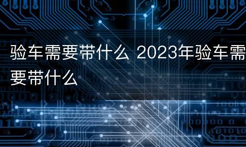 验车需要带什么 2023年验车需要带什么