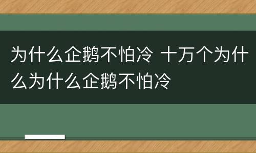 为什么企鹅不怕冷 十万个为什么为什么企鹅不怕冷