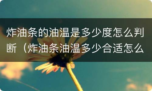 炸油条的油温是多少度怎么判断（炸油条油温多少合适怎么判断）