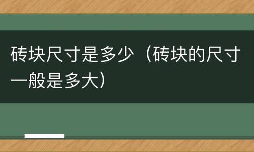 砖块尺寸是多少（砖块的尺寸一般是多大）