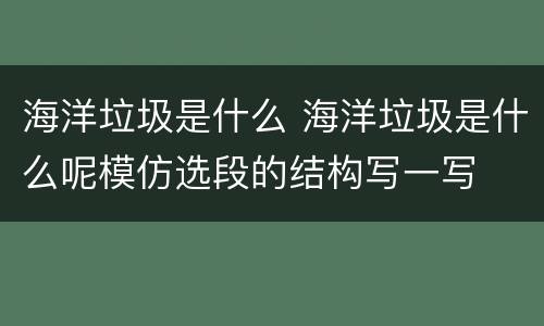 海洋垃圾是什么 海洋垃圾是什么呢模仿选段的结构写一写