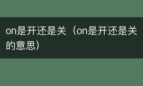 on是开还是关（on是开还是关的意思）