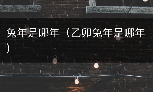 兔年是哪年（乙卯兔年是哪年）