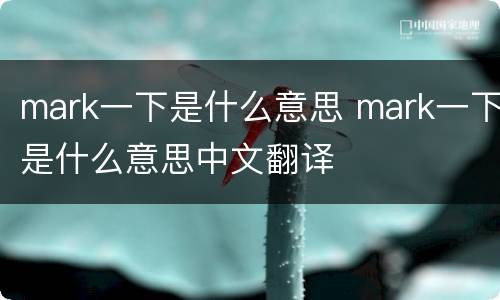 mark一下是什么意思 mark一下是什么意思中文翻译