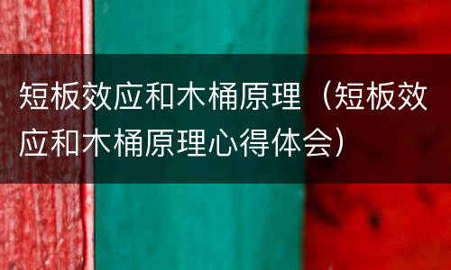 短板效应和木桶原理（短板效应和木桶原理心得体会）