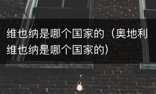 维也纳是哪个国家的（奥地利维也纳是哪个国家的）