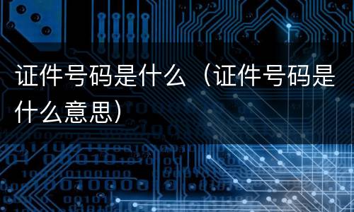 证件号码是什么（证件号码是什么意思）