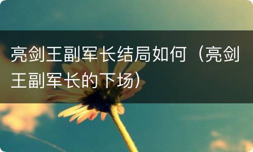 亮剑王副军长结局如何（亮剑王副军长的下场）