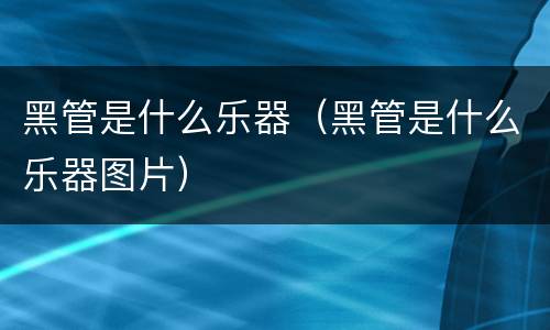 黑管是什么乐器（黑管是什么乐器图片）