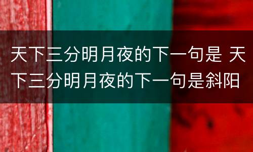 天下三分明月夜的下一句是 天下三分明月夜的下一句是斜阳却照深深院