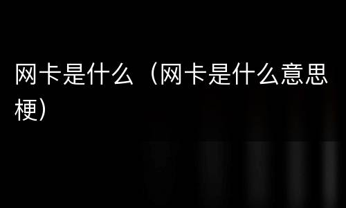 网卡是什么（网卡是什么意思梗）